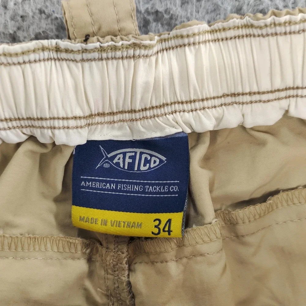 AFTCO Fishing Shorts Womens 34 Beige NEW 5 Inch Nylon Elastic Waist UPF 50